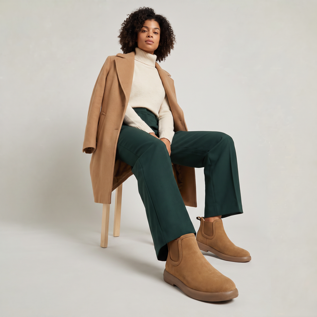 Women’s Fleece-Lined Chelsea Ankle Boots - Flat Winter Pull-On Boots