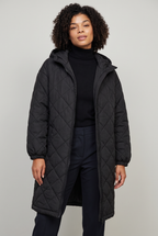 Women’s Plus Size Hooded Quilted Long Coat