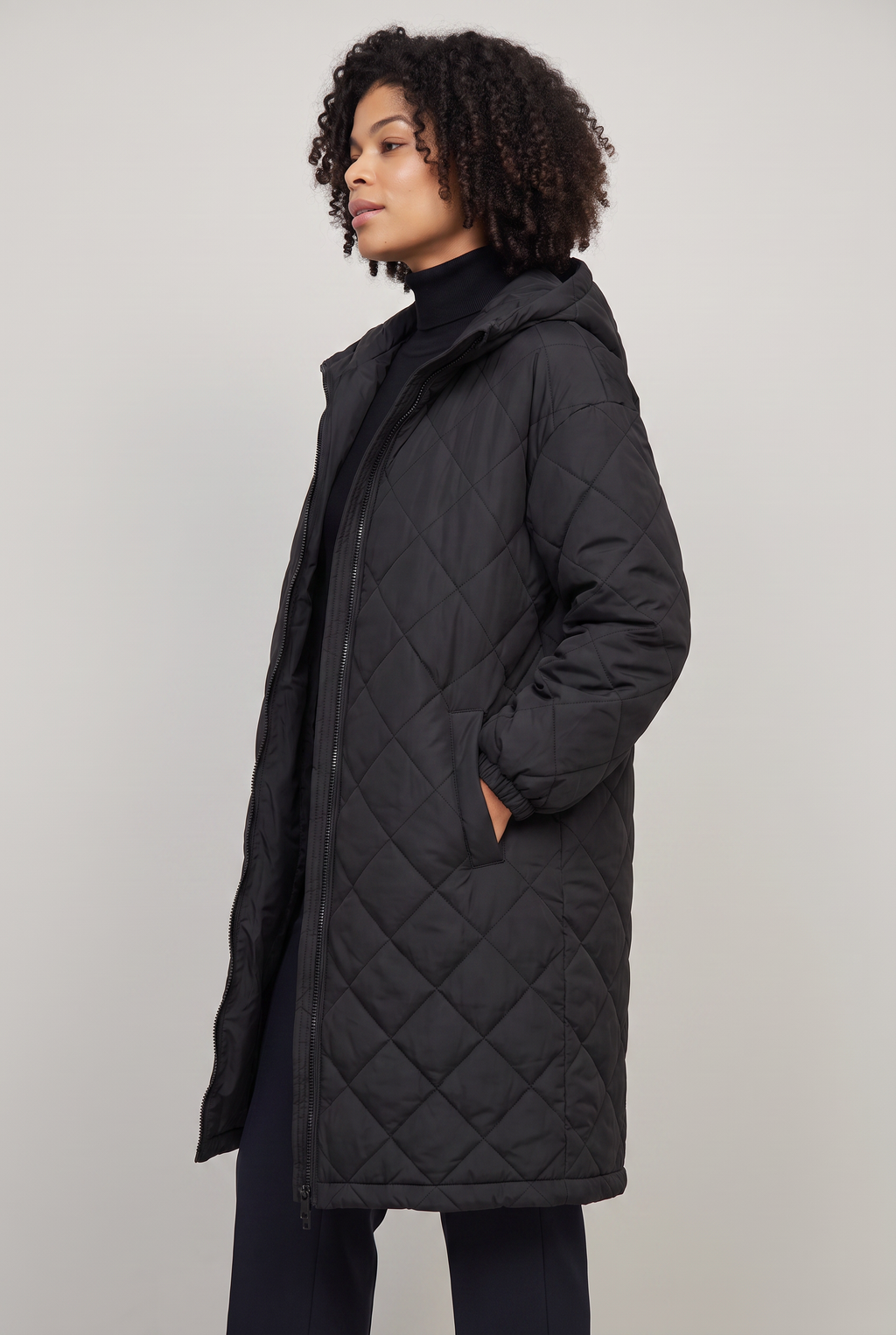 Women’s Plus Size Hooded Quilted Long Coat