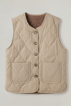 Women's Quilted Sherpa-Lined Vest - Button Front Winter Layer