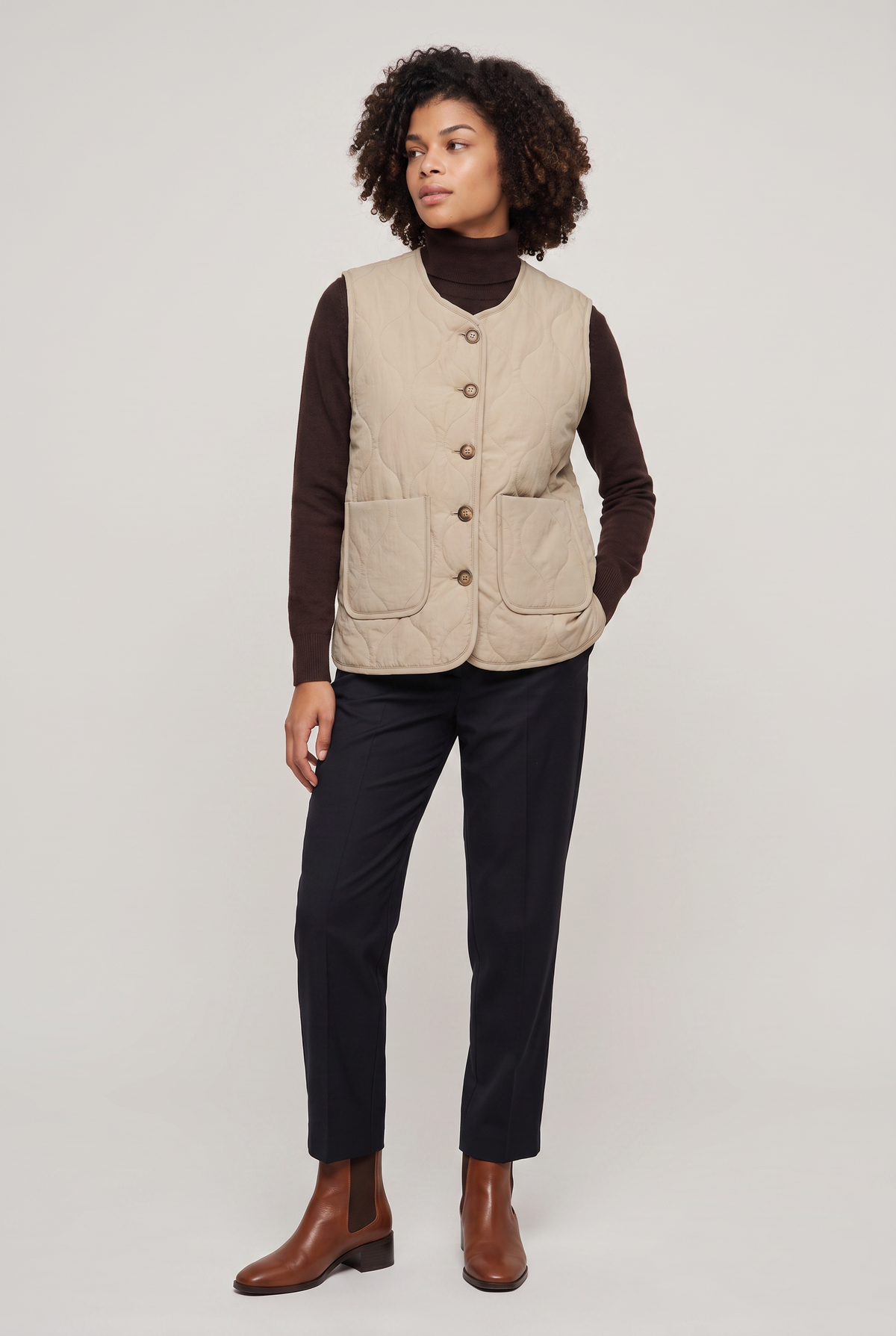 Women's Quilted Sherpa-Lined Vest - Button Front Winter Layer