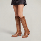 Women's Tall Western Boots - Embroidered Cowboy Boots Pointed Toe Block Heel