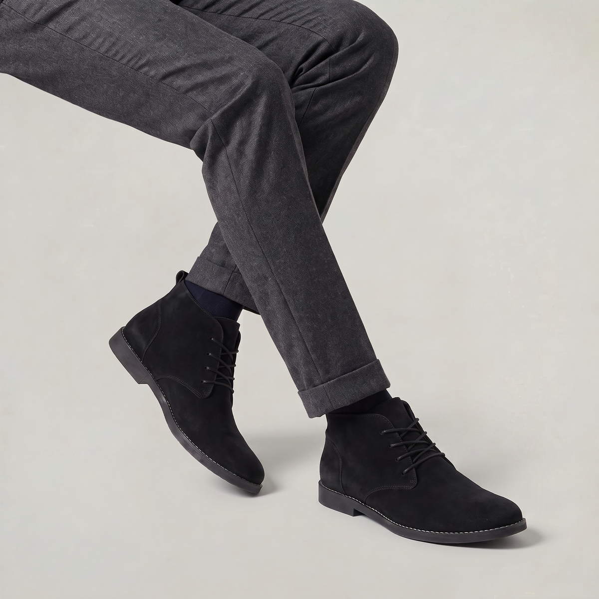 Men's Suede Look Chukka Boots - Lace Up Desert Boots Ankle Chukka Smart Casual Brown Boots