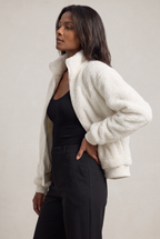 Women's Teddy Jacket - Half Zip Fleece Borg Pullover