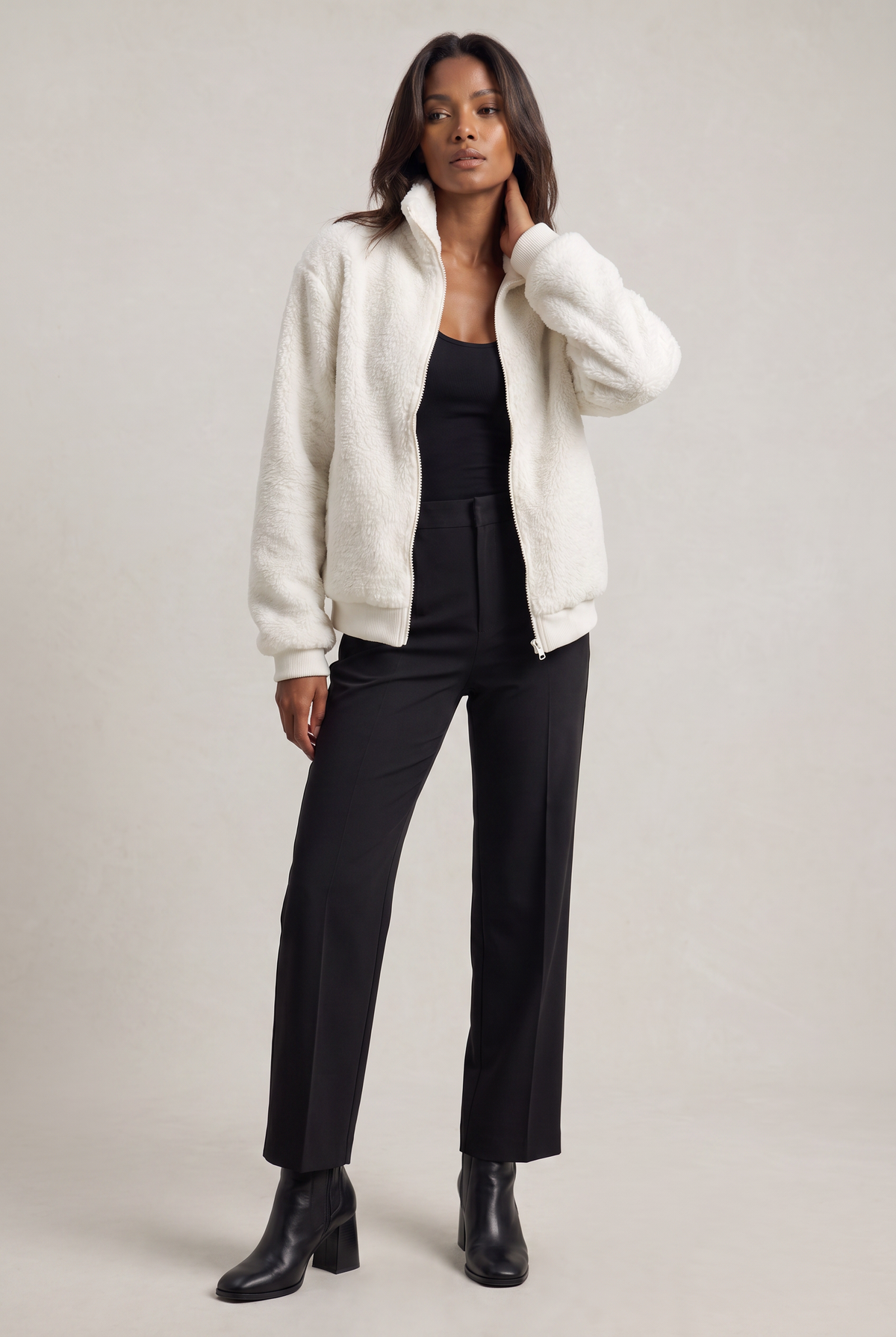 Women's Teddy Jacket - Half Zip Fleece Borg Pullover