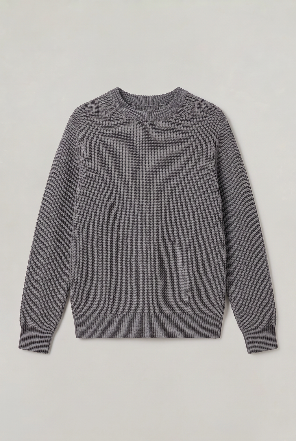 Pull homme en maille côtelée - Col rond ample
