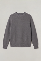 Pull homme en maille côtelée - Col rond ample