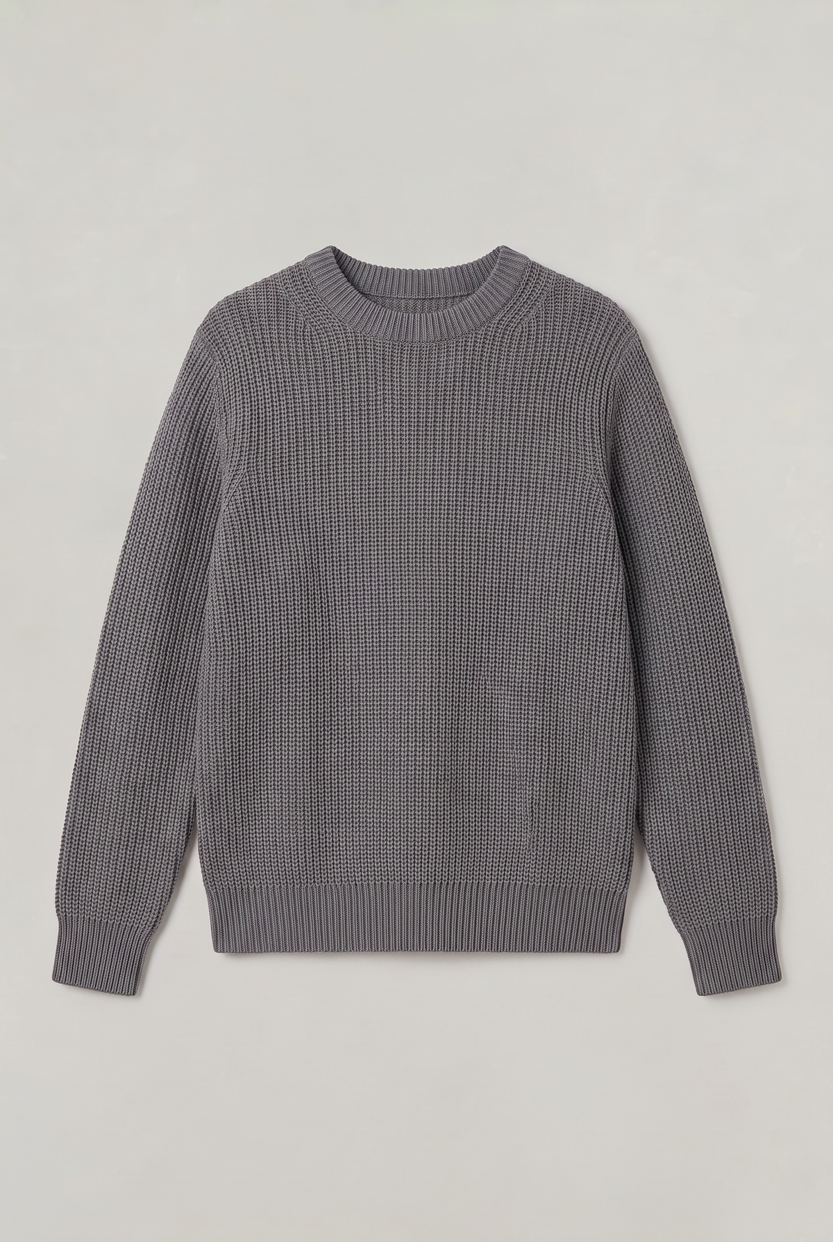 Pull homme en maille côtelée - Col rond ample