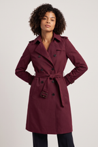 Women's Trench Coat - Double Breasted Belted Longline Classic Lapel Smart Casual Jacket