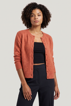 Women's Cropped Cardigan - Buttoned Round Neck Knit Jumper Long Sleeve Smart Casual
