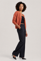 Women's Cropped Cardigan - Buttoned Round Neck Knit Jumper Long Sleeve Smart Casual