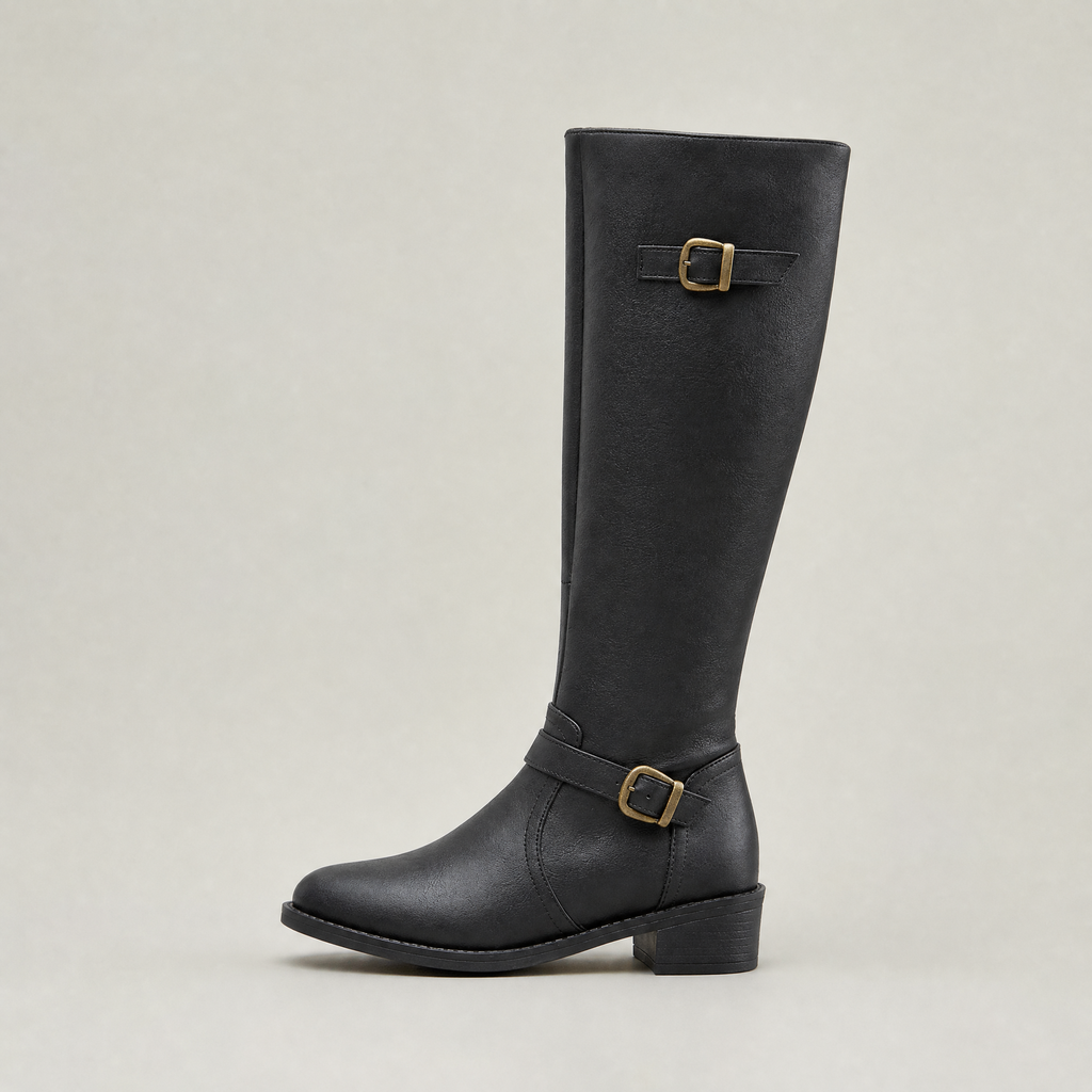 Women’s Knee-High PU Leather Boots – Tall Riding Style