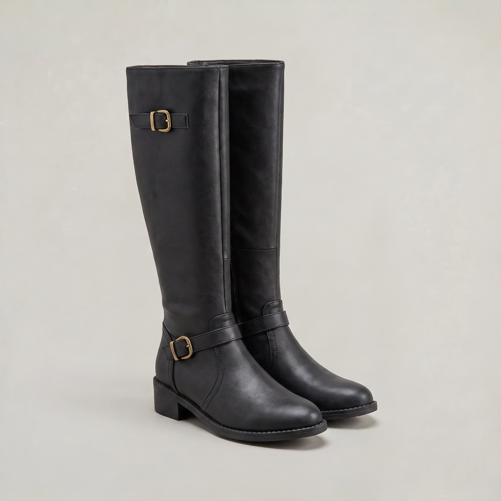 Women’s Knee-High PU Leather Boots – Tall Riding Style