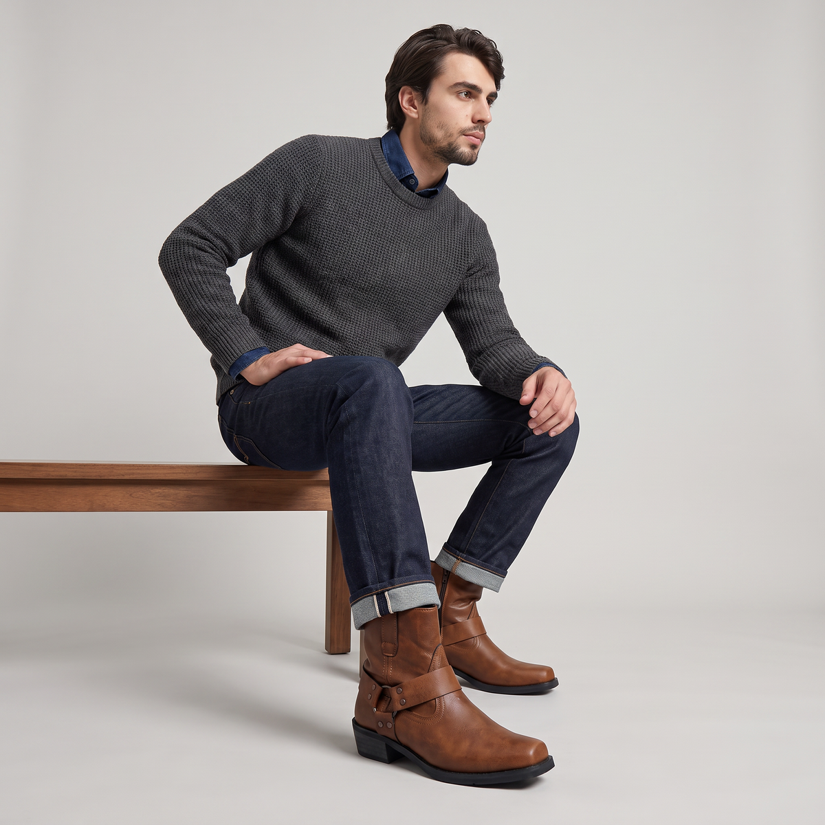 Men's Leather Boots - Slip On Ankle Boots