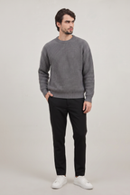 Pull homme en maille côtelée - Col rond ample
