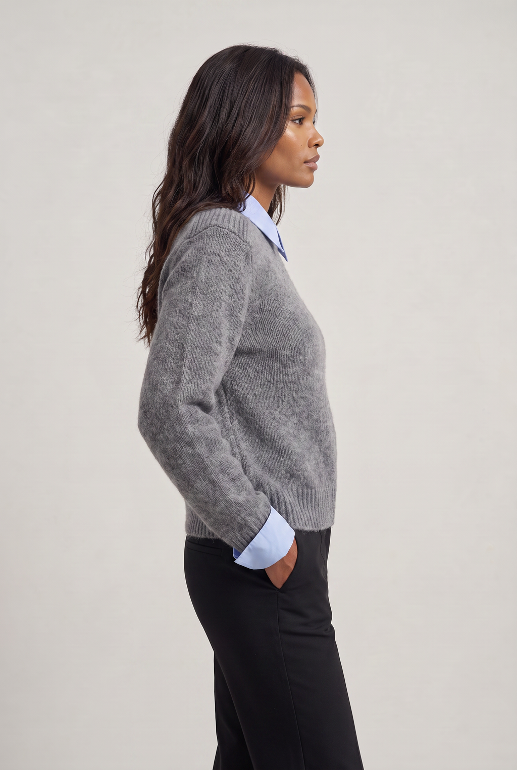 Women's Collared Jumper - 2 in 1 Knit Shirt Sweater