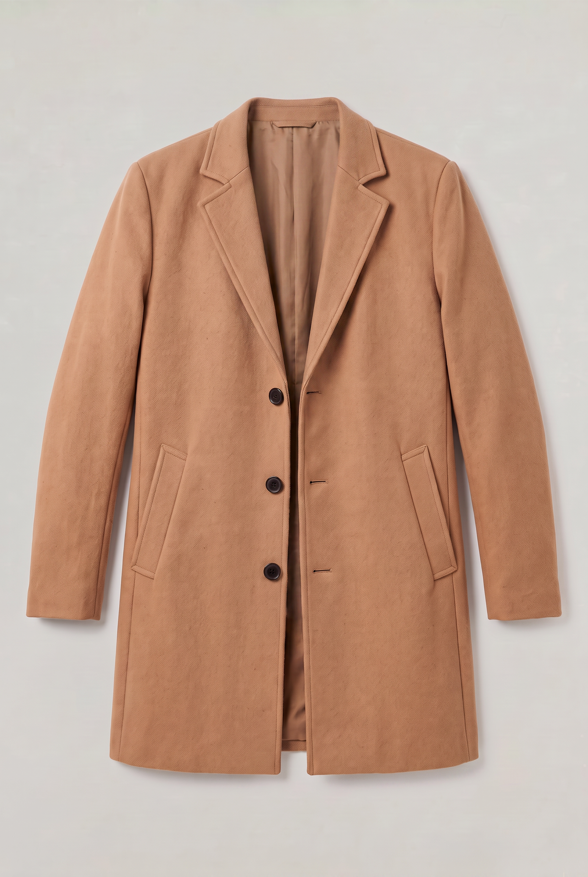 Men's Single Breasted Overcoat - Mid Length Tailored Notch Lapel Smart Casual Winter Coat