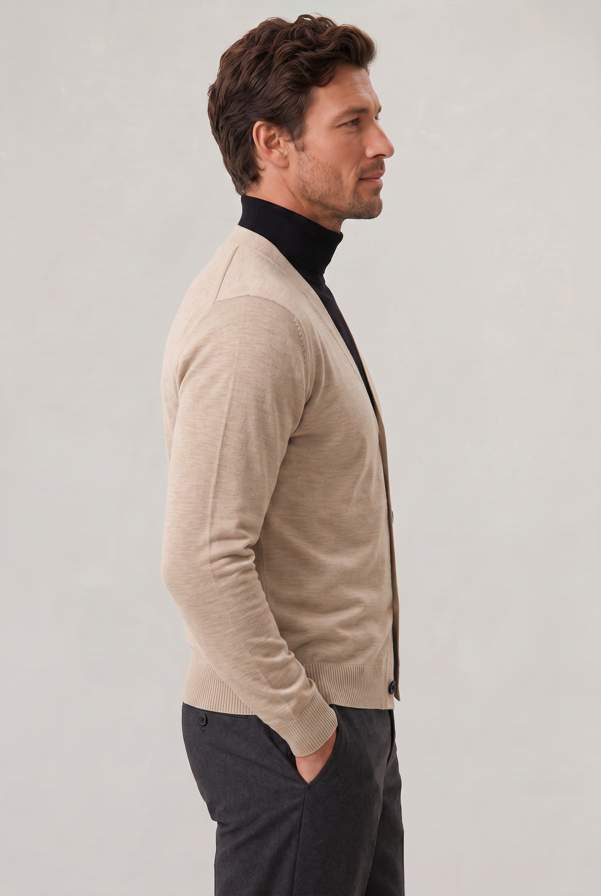 Men's V Neck Cardigan - Buttoned Knit Sweater Fine Gauge Smart Casual Jumpe