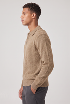 Men's Knit Polo Sweater - Collared Long Sleeve
