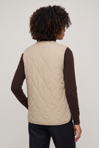 Women's Quilted Sherpa-Lined Vest - Button Front Winter Layer