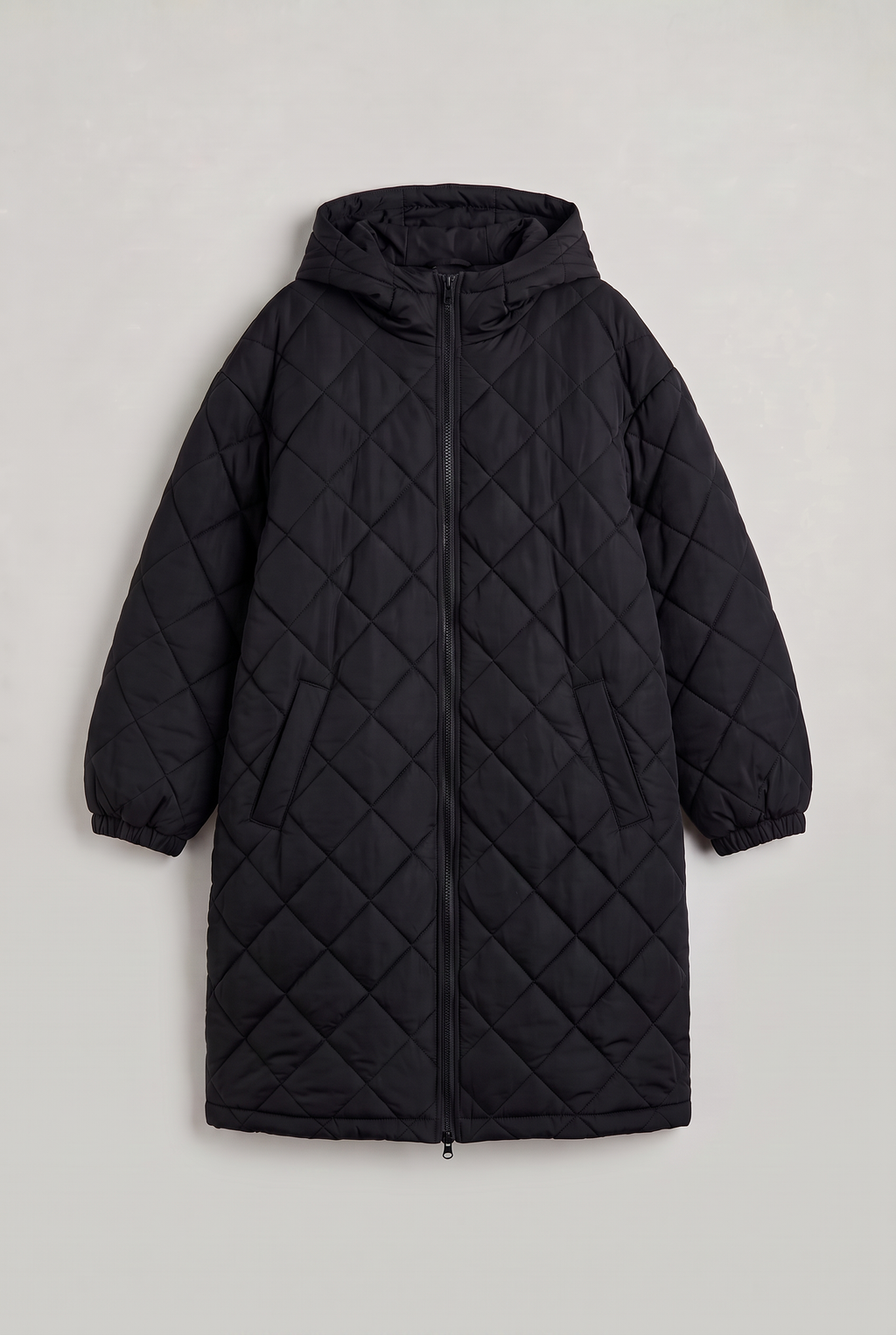 Women’s Plus Size Hooded Quilted Long Coat