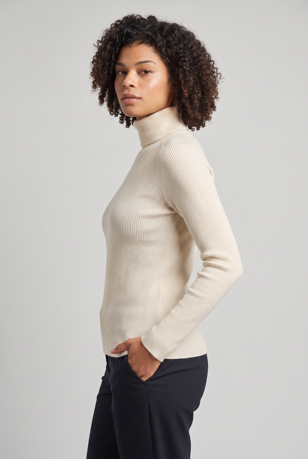 Chandail col roulé en tricot pour femme – Chandail à manches longues