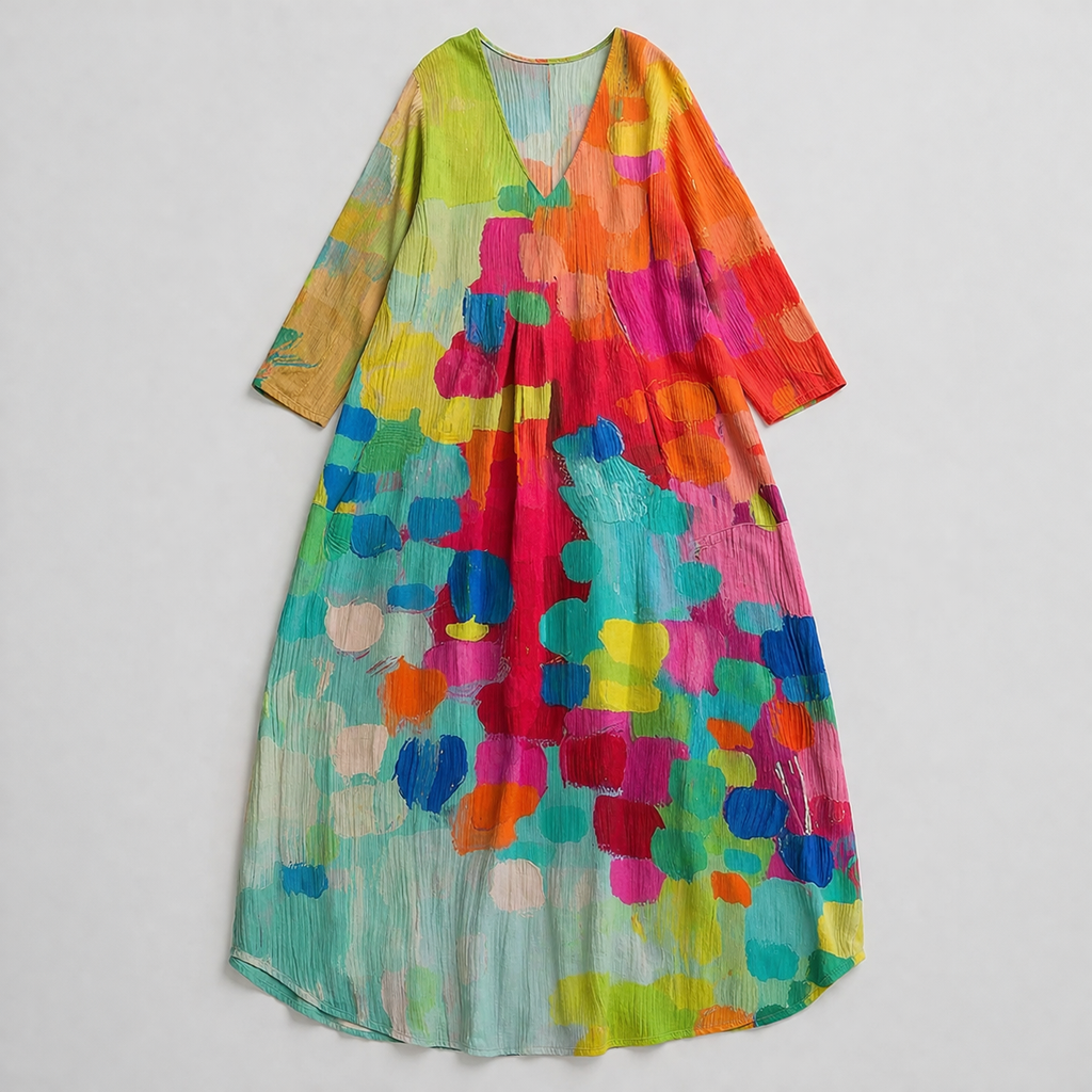 Women’s V-Neck Printed Maxi Dress