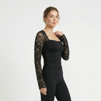 Valenomode - Women's Laced Square Neck Long Sleeve Top