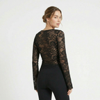Valenomode - Women's Laced Square Neck Long Sleeve Top