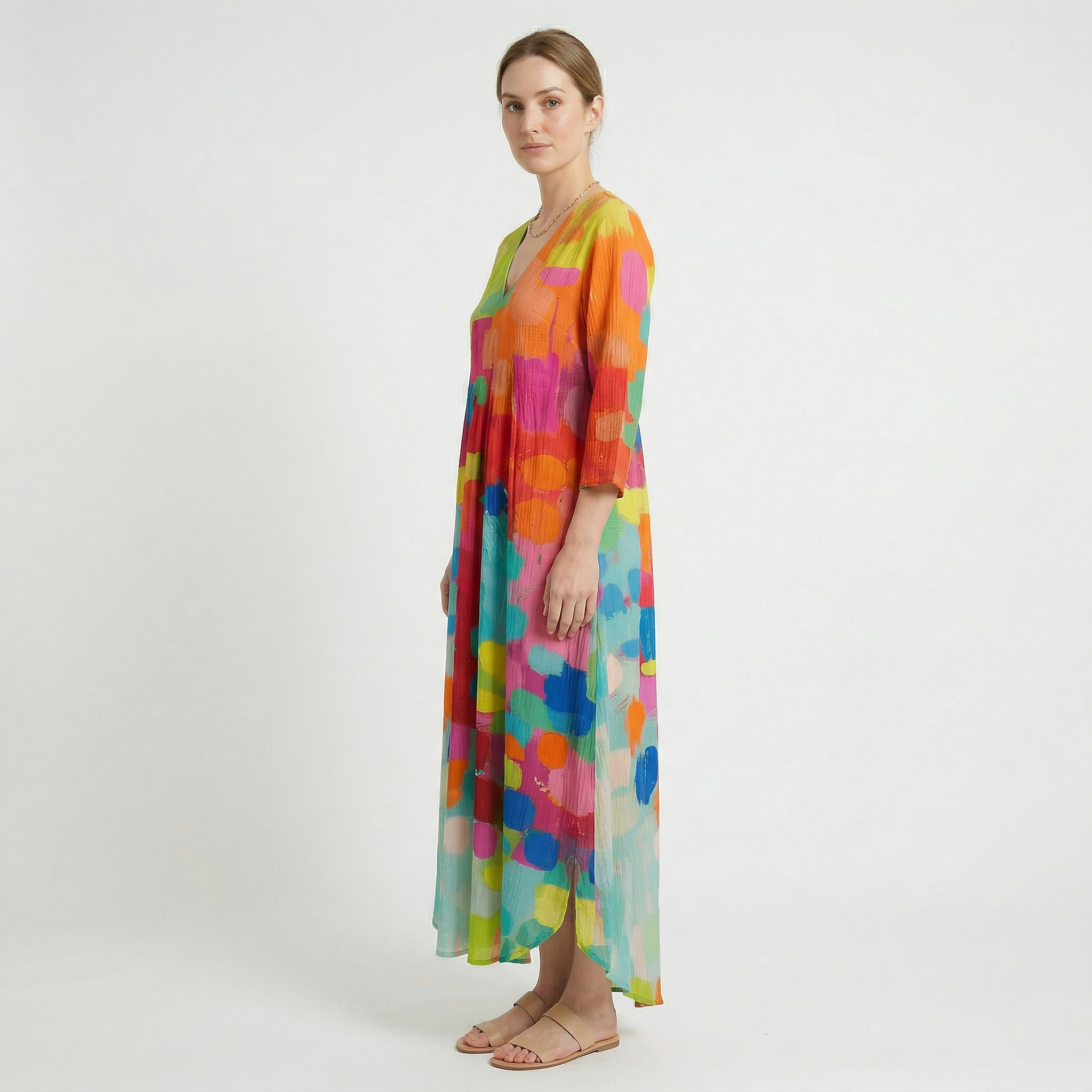 Women’s V-Neck Printed Maxi Dress