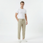 Men’s Drawstring Waist Straight-Leg Trousers