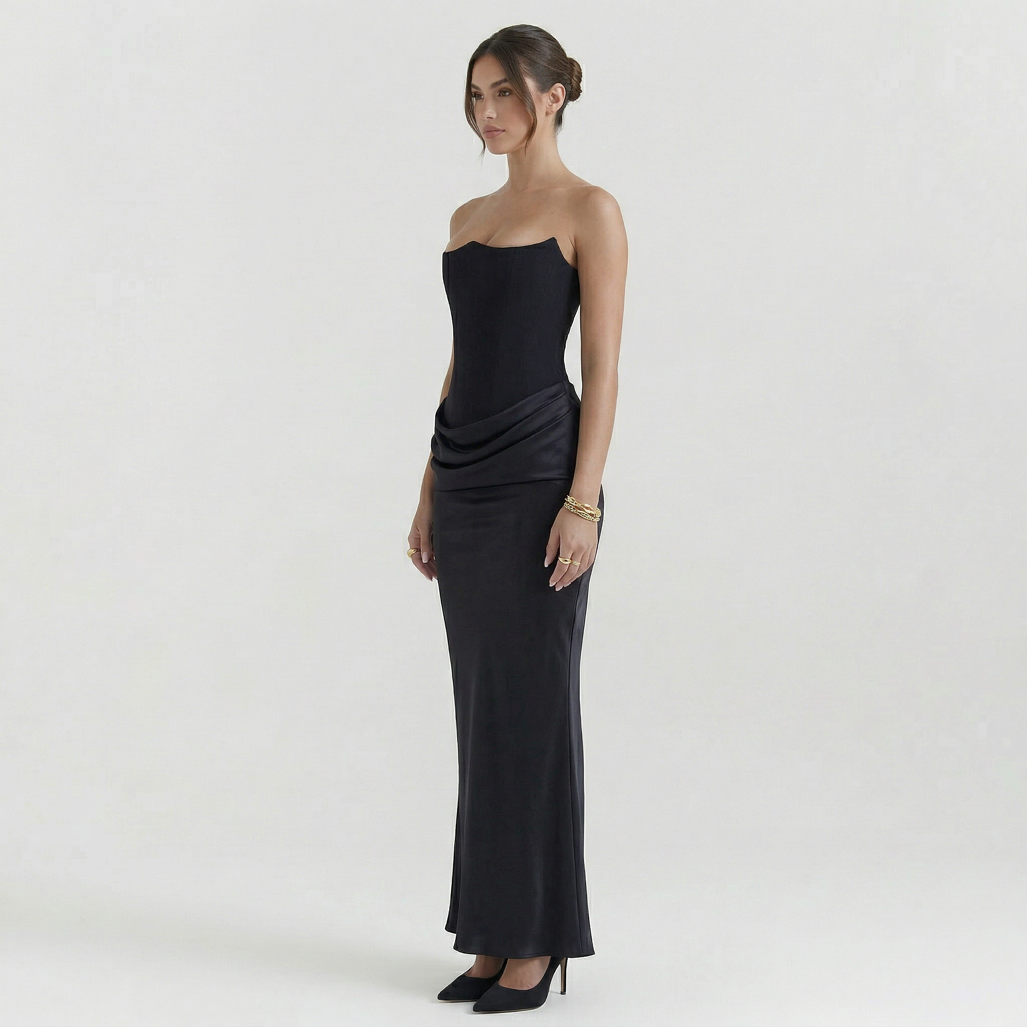Women’s Strapless Wedding Guest Maxi Dress
