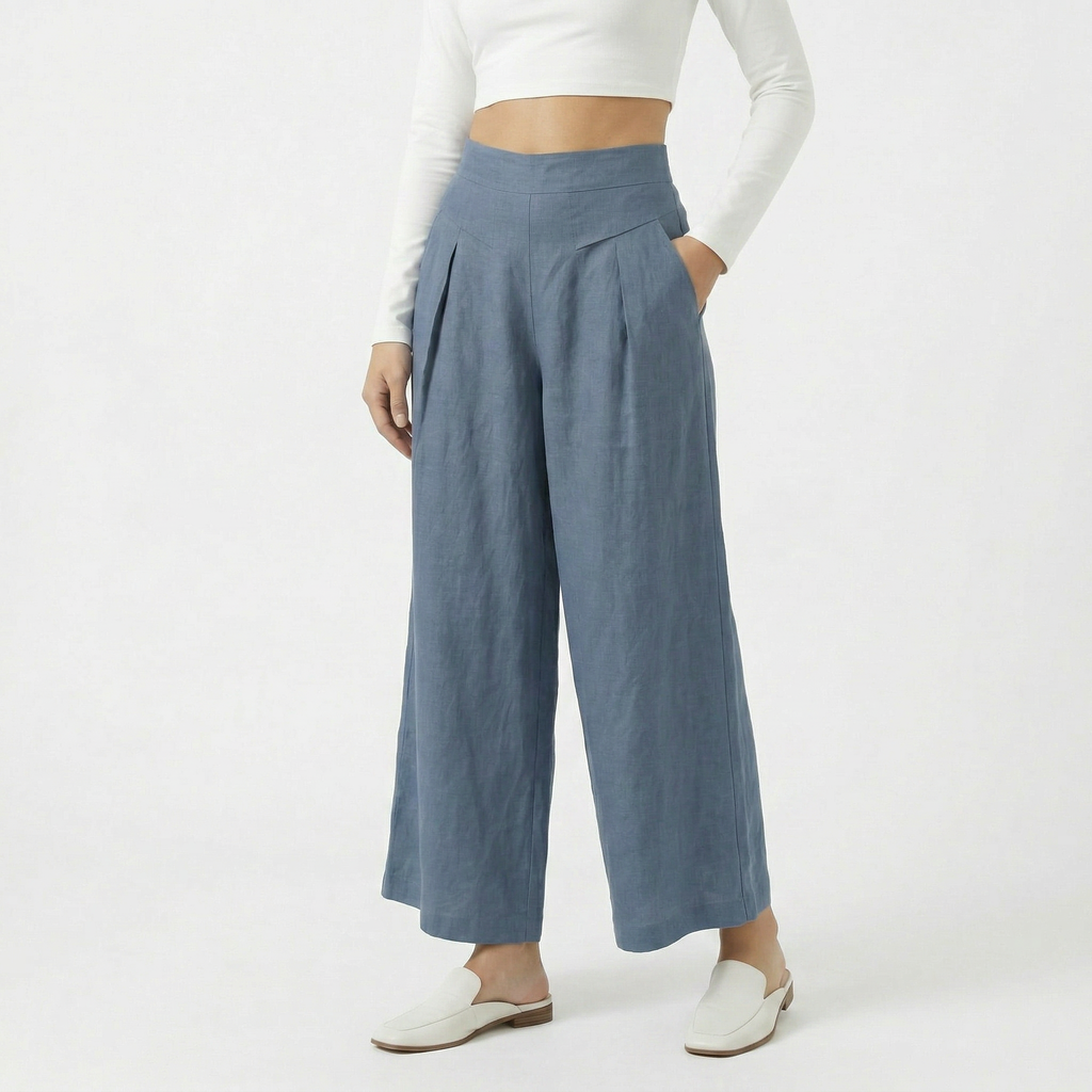Valenomode - Women’s Wide Leg Summer Pull-On Trousers