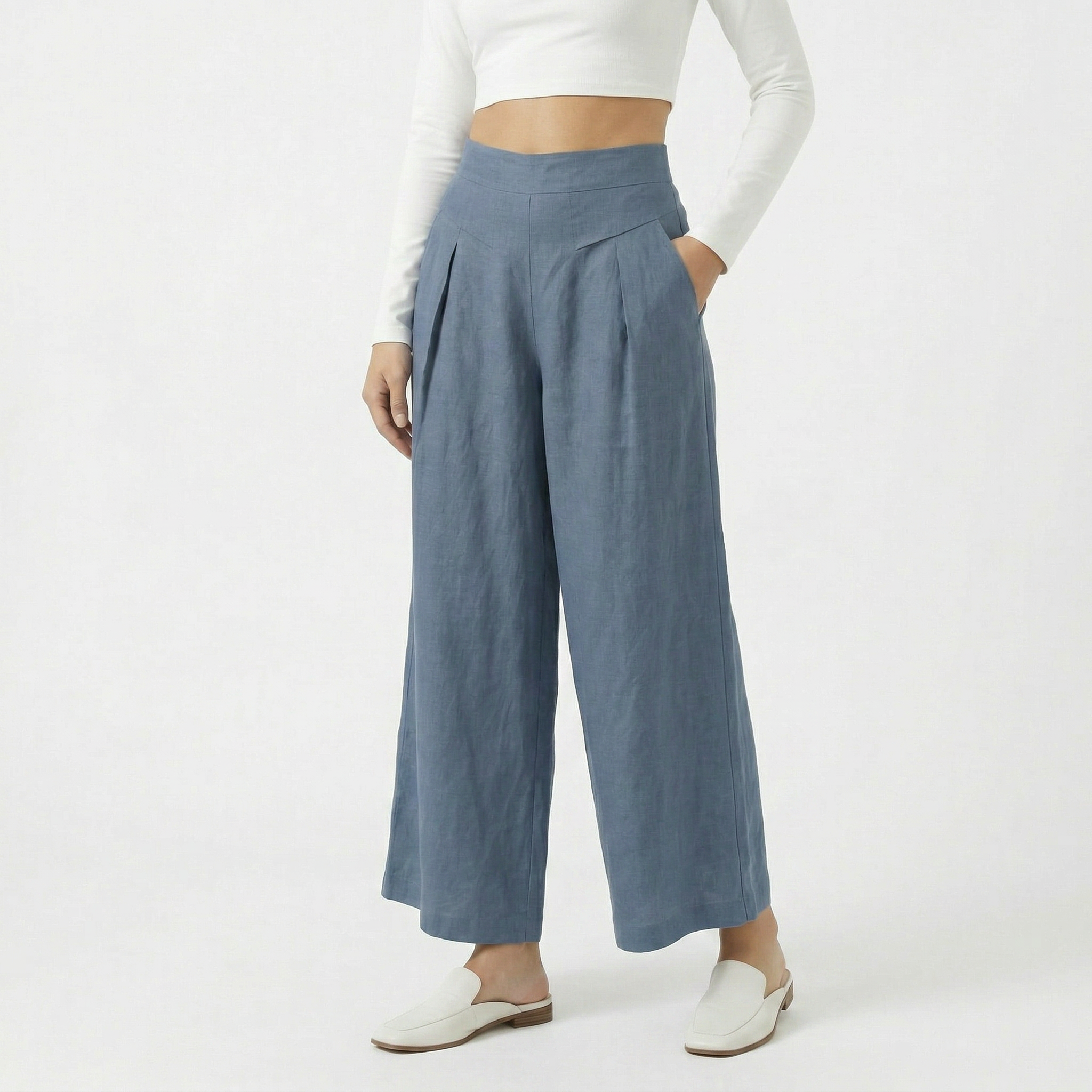 Valenomode - Women’s Wide Leg Summer Pull-On Trousers