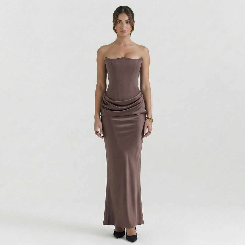 Women’s Strapless Wedding Guest Maxi Dress