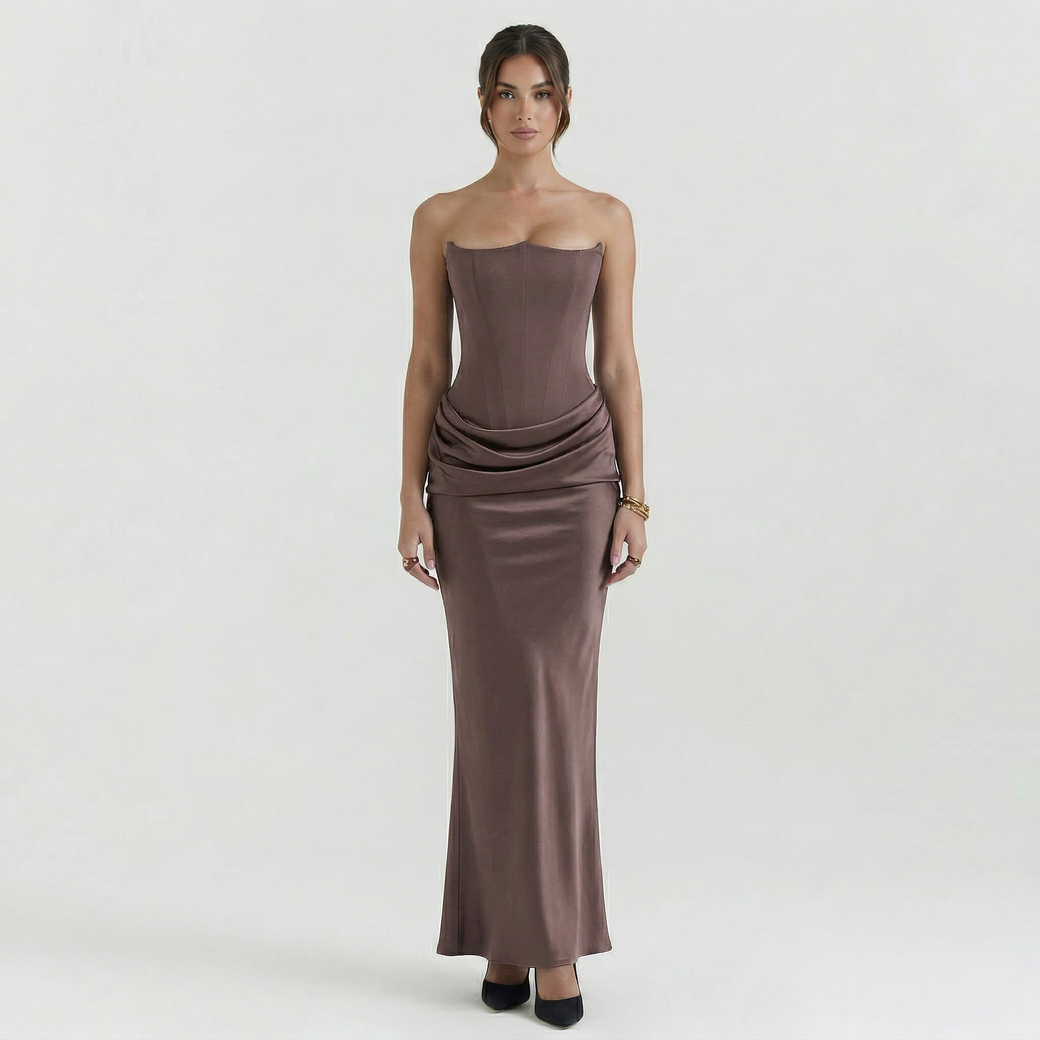 Women’s Strapless Wedding Guest Maxi Dress