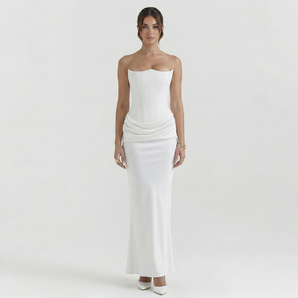 Women’s Strapless Wedding Guest Maxi Dress
