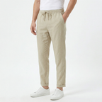 Men’s Drawstring Waist Straight-Leg Trousers
