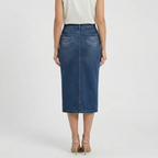 Valenomode - Women’s Straight Cut Denim Midi Skirt