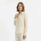 Valenomode - Women’s Linen Button Front Long Sleeve Top