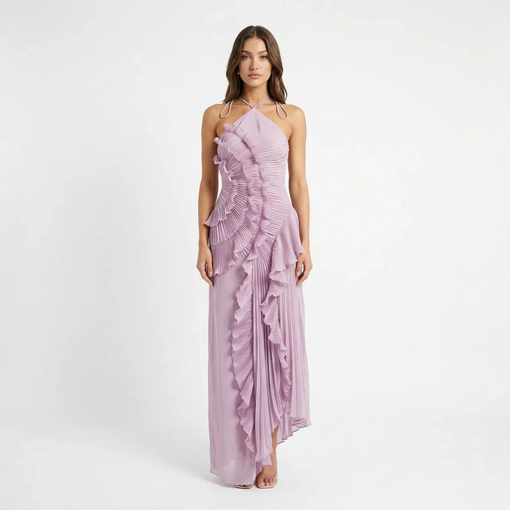 Women's Ruffle Wedding Guest Maxi Dress