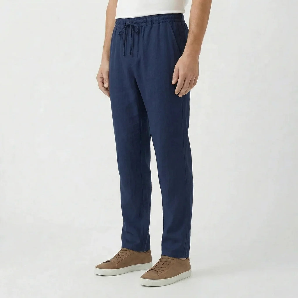 Valenomode - Men’s Linen Drawstring Waist Pants