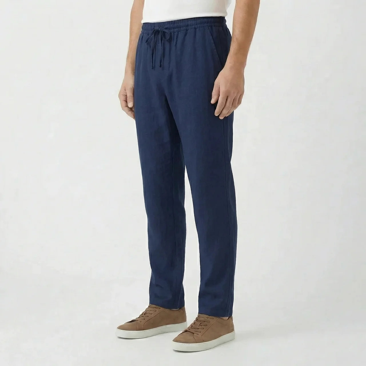 Valenomode - Men’s Linen Drawstring Waist Pants