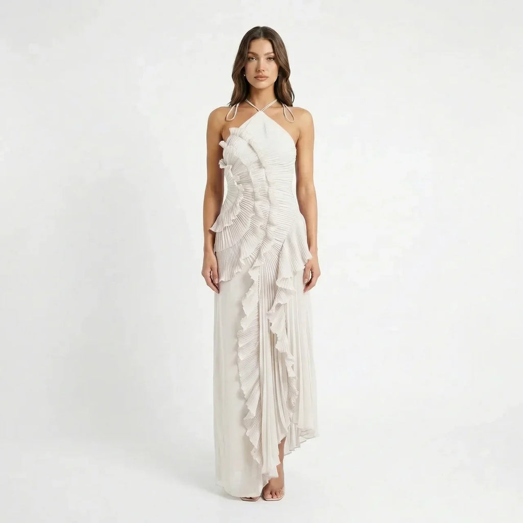 Women's Ruffle Wedding Guest Maxi Dress