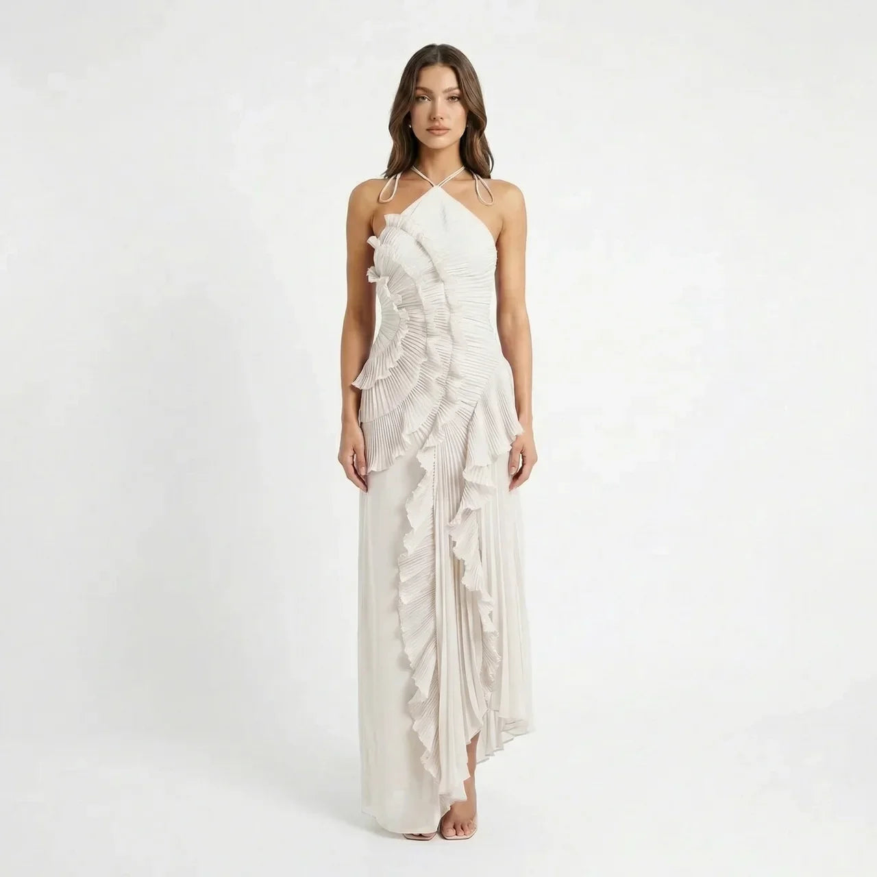 Women's Ruffle Wedding Guest Maxi Dress