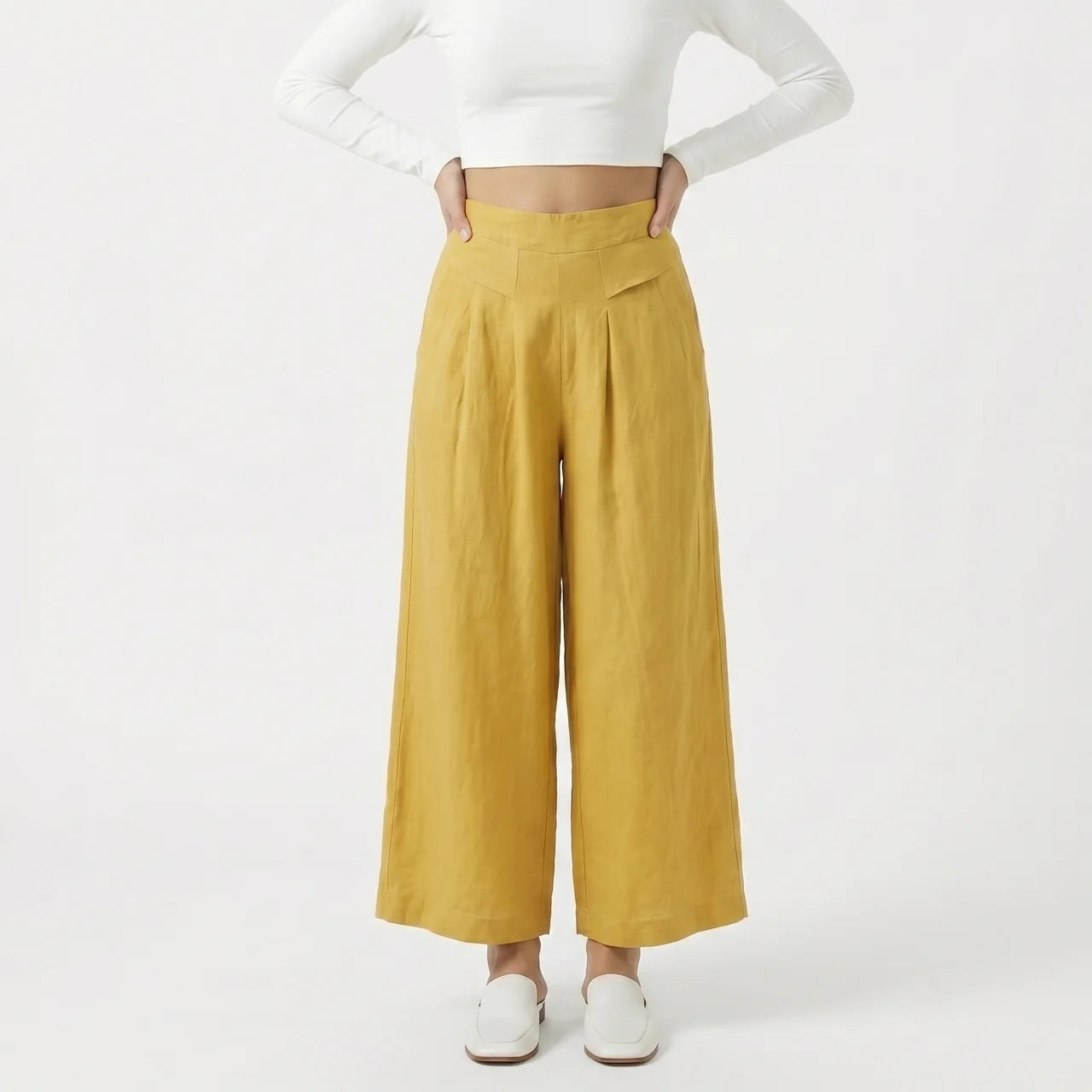 Valenomode - Women’s Wide Leg Summer Pull-On Trousers