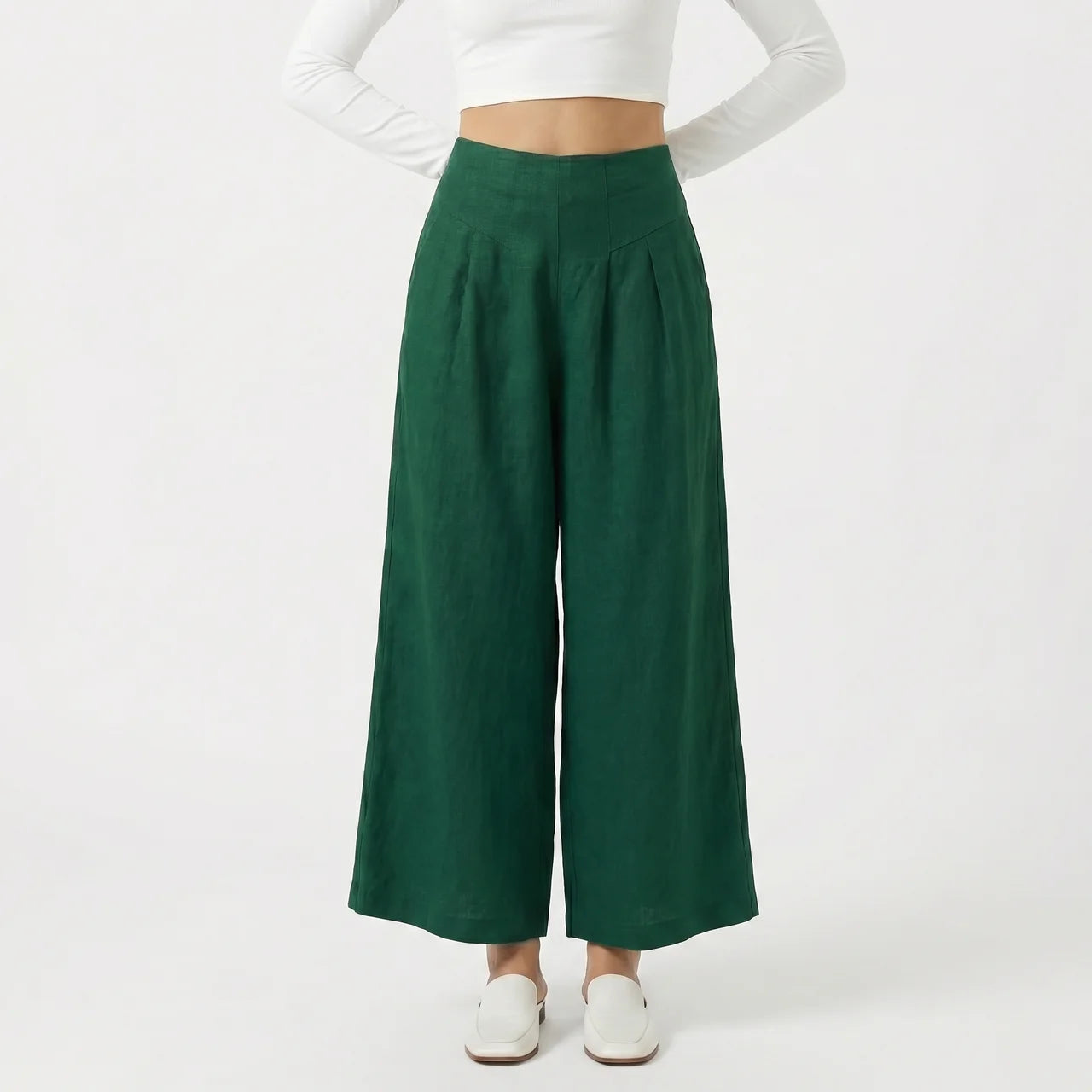 Valenomode - Women’s Wide Leg Summer Pull-On Trousers