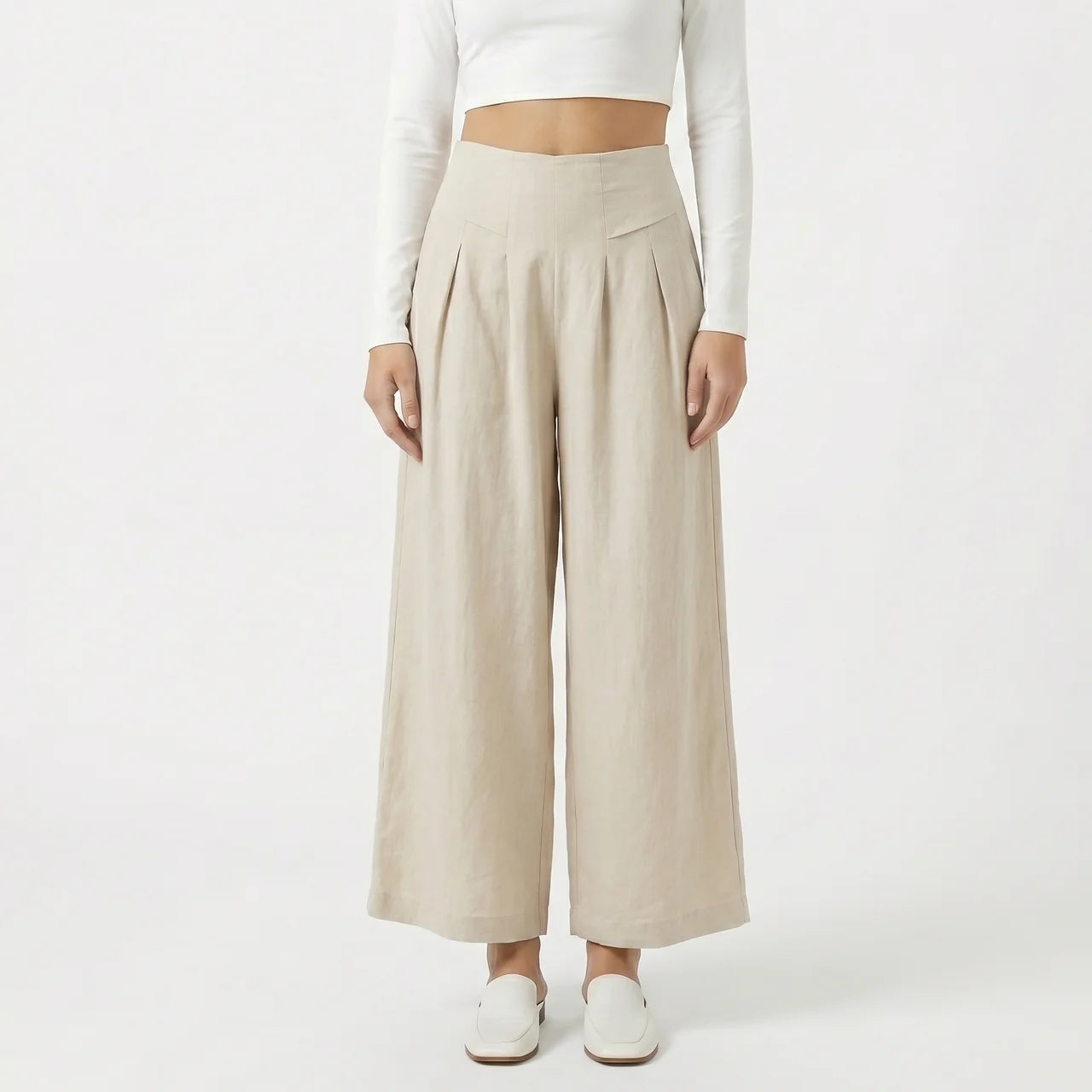 Valenomode - Women’s Wide Leg Summer Pull-On Trousers