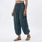 Women's Wide Leg Linen Drawstring Trousers
