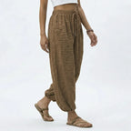 Women's Wide Leg Linen Drawstring Trousers